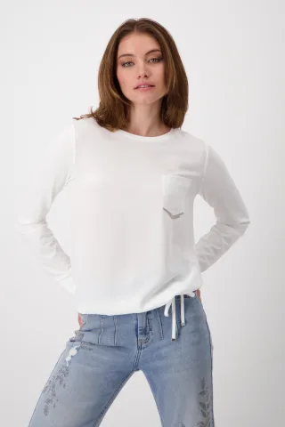 monari - Blusenshirt mit Schmucktasche off-white - Gr. - 44