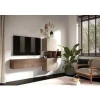 Home affaire Wohnwand Infinity, 4tlg. Breite 222 cm, Höhe variabel, Wohnwand, (Spar-Set, 4-St), (Lowboard hängend, Würfelregal 2er Set, 2x Hängewürfel)