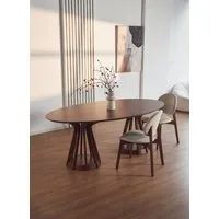 Selsey Esstisch Stenne, 200x110 cm, oval, MDF mit Nussbaumfurnier, Beine aus Kautschukholz