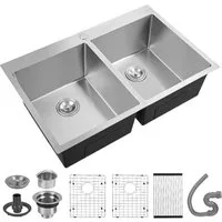 GarveeMore Granitspüle EinbauKüchenspüle mit zwei Becken 84x56 cm für den Haushalt