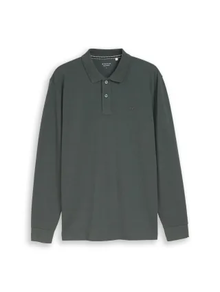 Tom Tailor - Langarm Piqué Poloshirt Darkest Olive - Gr. - S