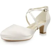 White Lady 895 ivory Satin - einfärbbarer Brautschuh Slingpumps