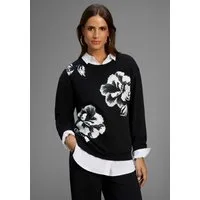 Laura Scott Sweater Weiche Baumwollmischung mit Rundhalsausschnitt und Blumenprint