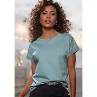 LASCANA Kurzarmshirt mit glitzernem Strass-Design am Arm aus luftiger Baumwoll-Qualität