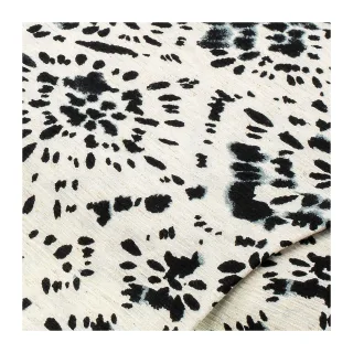 Plissee-Blusenstoff "Ornamente", creme/schwarz