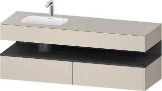 Duravit Qatego Einbauwaschtisch mit Konsolenwaschtischunterbau Taupe Supermatt 1600x500x600 mm - QA4 QA4795049830010