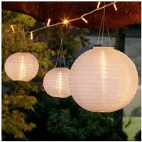 Lights4fun LED Laterne 3er Set LED Solar Lampions weiß