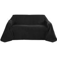 Beautissu Tagesdecke Tagesdecke 210x280 cm Überwurfdecken für Sofa Wildleder Schwarz, Wildleder-Optik Überwurf Bettabdeckung Tagesdecken & Sofaüberwurf