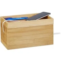 relaxdays Kabelzubehör Kabelbox Bambus