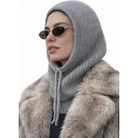 Worldclassca Strickmütze Worldclassca Balaclava Strickmütze Skull Kordelzug Winter Kapuzenschal Neue Kollektion - Stilvolle und gemütliche Strickmode für Damen