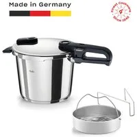 Fissler Schnellkochtopf Vitaquick® Edition, Edelstahl 18/10 (Set, 2-tlg., Schnellkochtopf 4,5 oder 6 Liter mit Deckel und Dünsteinsatz), Made in Germany, mit gelochtem Einsatz