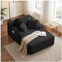 Bealife Schlafsofa Cordstoff Relaxsofa mit 3 Rückenkissen, 102x150x60 cm, kein Aufbau, sofort nutzbar