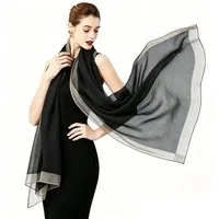 Zaewry Modeschal Damen Modeschal, Leichter Voile-Schal Schulterumhang, Goldrand Modeschal, Eleganter Abendkleid-Schulterumhang