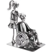 BRUBAKER Dekofigur Schraubenmännchen Pflegerin mit Rollstuhlfahrer (1 St., Metallfigur), Metallskulptur für Pflegerinnen, Altenpfleger und Krankenschwestern