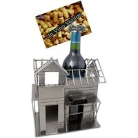 BRUBAKER Weinflaschenhalter Richtfest, (inklusive Grußkarte), Metall Skulptur, Wein Geschenk