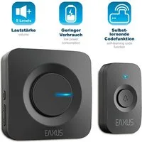 EAXUS Türklingel-Set moderne Haustürklingel 200m Reichweite, 52 Klingeltöne, (Schwarz/Weiß - 1/2 Empfänger), LED Anzeige, IP56 wasserdicht, 5 Lautstärkestufen