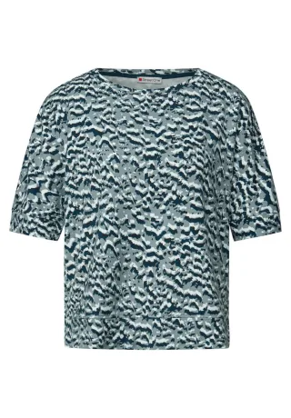 Street One - Gemustertes Batwing Shirt blau - Gr. - 34