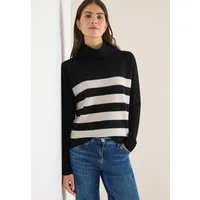 CECIL Rollkragenpullover mit Colorblocking-Streifen und großem Kragen