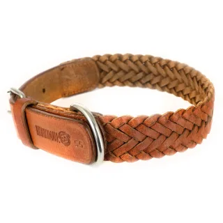 Hundehalsband aus Leder geflochten braun