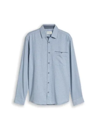 Tom Tailor - Regular Fit Hemd aus strukturiertem Baumwollstoff light blue structure - Gr. - XXL