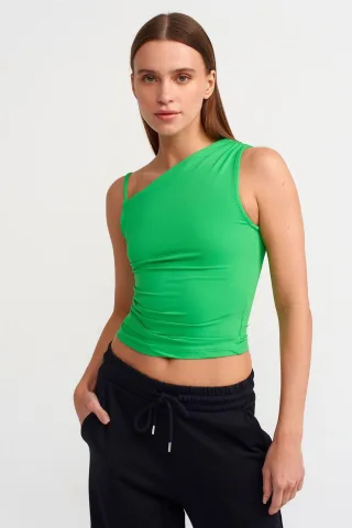 Ärmellose Cropped-Bluse mit asymmetrischem Kragen