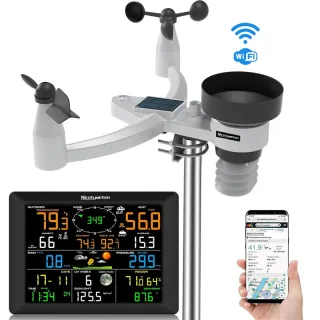 NicetyMeter 7-in-1 Weather Station Indoor Outdoor Temperature Humidity Wind Speed Direction Rain UV Wireless Color Conso