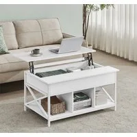 VASAGLE Couchtisch höhenverstellbar, Wohnzimmertisch, sofatisch (inkl. Zubehörpaket & Anleitung) aufklappbar), holz, versteckter Stauraum, 60 x 100/120 x (48-62) cm