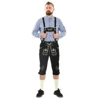 Alessandro Salvarini Trachtenlederhose ASGustl Lederhose in Trachtenstil mit Stickerei und Trägern aus Echtleder