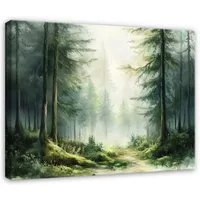 Wallarena Leinwandbild Wald Bäume - Grün - Modern - Wohnzimmer, Wald, 40x30x2cm