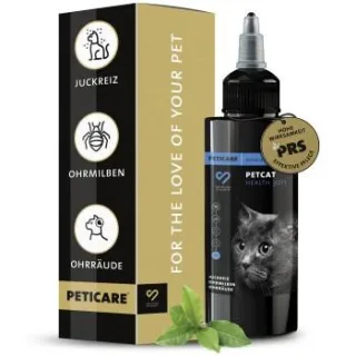 Peticare Anti-Parasiten Mittel für Katzen-Ohren, gegen Ohrmilben Pilze 250 ml