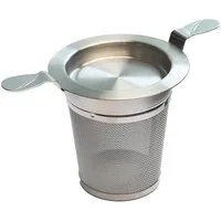 TeaLogic Teesieb Edelstahl Doppelhenkel Abtropftablett Durchmesser Sieb innen 6 cm, (1-St)