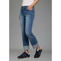 Arizona Straight-Jeans mit Turn-Up gerader Straight-Fit, langer Schnitt, mit Knopf- und Reißverschluss