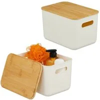 relaxdays Aufbewahrungsbox mit Deckel 2er Set (2 St), weiß