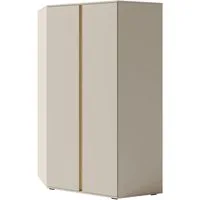Beautysofa Eckschrank LICO 2-türig – Kleiderschrank mit 8 Regalböden, 2 Kleiderstangen (wählbar in Sandbeige oder Eukalyptus) Höhe: 195 cm