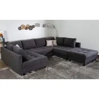 COLLECTION AB Wohnlandschaft Toni U-Form, B: 298 cm, Liegefl. 282x178cm, Set 2tlg. Sofa + Hocker, mit Schlaffunktion, Federkern, 3 Zierkissen