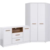 Marmex Möbel Garderoben-Set GRANT SET 18 Kommode Eckschrank Schlafzimmer-Set, (2-St), Scharniere Soft-Close, Vollauszug der Schubladen