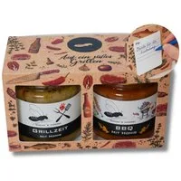 Grega´s Imkerei Grillsauce Honigsüße 2er Geschenk Box mit Grillhonigspezialitäten, 2 x 250 g, (deiner Wahl, perfektes Mitbringsel / Geschenk zur Grillparty oder Gartenparty), Direkt vom Imker