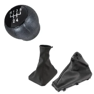 Schaltknauf Knauf 5-Gang Schaltmanschette Manschette + Handbremse + Rahmen SCHWARZ GLANZ für Opel Vectra B 95-03