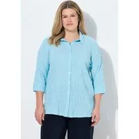 Ulla Popken Hemdbluse Bubble-Bluse Streifen Hemdkragen 3/4-Arm