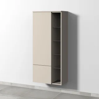 Sanipa 3way Stauraumschrank mit 1 Tür, 1 Auszug und offenen Fächern, Kaschmir-Matt SP1821U
