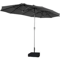 Sekey Sonnenschirm 400 x 220 cm Doppelsonnenschirm mit Kurbel, Groß Gartenschirm, UPF50+, LxB: 400,00x220,00 cm, Ohne/mit 50kg Ständer, UV 50+, wasserdicht, belüftet