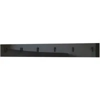 Vladon Garderobenpaneel Linea V1 (Wandgarderobe, mit 6 Kleiderhaken), Schwarz Hochglanz (110,5 x 14,5 x 3,5 cm)