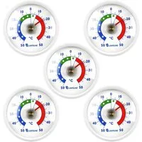 Lantelme Kühlschrankthermometer 5 Stück Set Selbstklebend Gefrierschrank Kühltheken Thermometer, 5-tlg., mit Klebepads im Set, Deutsche Herstellung, Farbliche Skala, Temperauranzeige + - 50°C