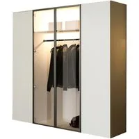 Compleo Kleiderschrank Drehtürenschrank, Designer-Schrank mit modernem Look STELLS LED-Beleuchtung, Push to open Funktion