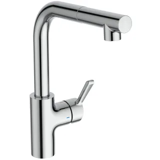 Ideal Standard Küchenarmatur Ceralife Ausladung 216mm Niederdruck mit heraus.Brause, L-Auslauf Chrom BE257AA