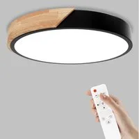 Ophy LED Deckenleuchte Moderne LED Deckenleuchte aus Holz, 32 W, fernsteuerbar, dimmbar (3000–6000 K), 30 cm – für Wohnzimmer & Flur
