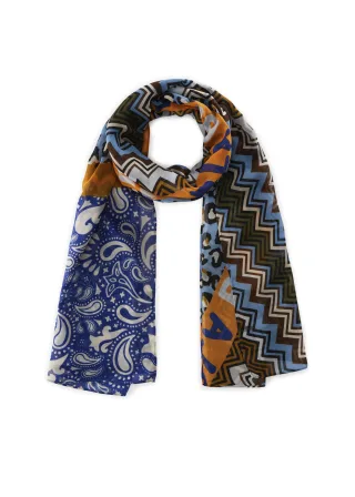 Schal aus recyceltem Polyester im Muster-Mix blau - Gr. - one size