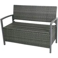 Lomadox Gartenbank HGA-120, Bank mit Truhe, Polyrattan, dunkelgrau, ca. 117x86x58 cm