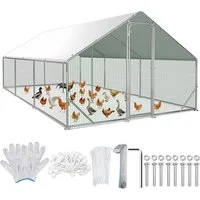 Clanmacy Hühnerstall 3x6x2m Hühnerstall aus Stahl mit UV-beständiger Abdeckung Voliere
