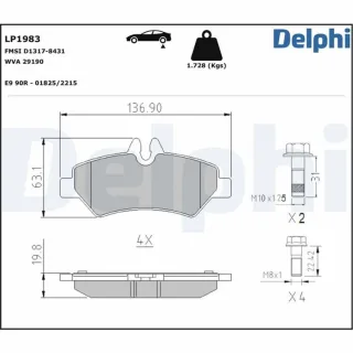 Delphi Bremsbel?ge hinten Mercedes Sprinter VW Crafter LP1983